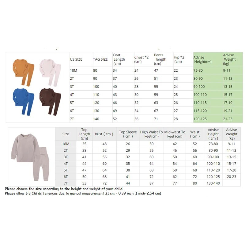Kūdikiams berniukams Mergaičių saldainių spalvos Mieli rūbai Vaikiški medvilniniai paprasti miegui rūbai mažiems laisvalaikio ilgomis rankovėmis pižamos naktinių drabužių rinkiniai namų apranga