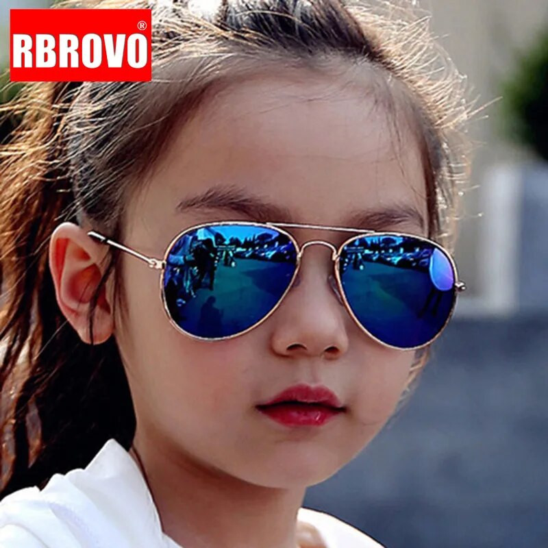 RBROVO 2023 Klasične sunčane naočale Djevojčice Šareno ogledalo Dječje naočale Metalni okvir Dječje Putne kupovne naočale UV400