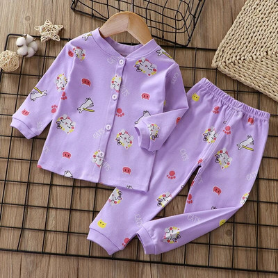 2023 Nou Cardigan pentru copii Versiune pijama băieți din bumbac pur cu mâneci lungi fete îmbrăcăminte exterioară pentru copii Set haine acasă la un singur piept