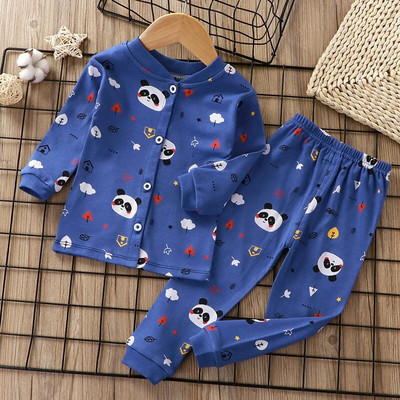 2023 Nou Cardigan pentru copii Versiune pijama băieți din bumbac pur cu mâneci lungi fete îmbrăcăminte exterioară pentru copii Set haine acasă la un singur piept