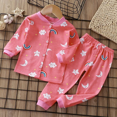 2023 Nou Cardigan pentru copii Versiune pijama băieți din bumbac pur cu mâneci lungi fete îmbrăcăminte exterioară pentru copii Set haine acasă la un singur piept