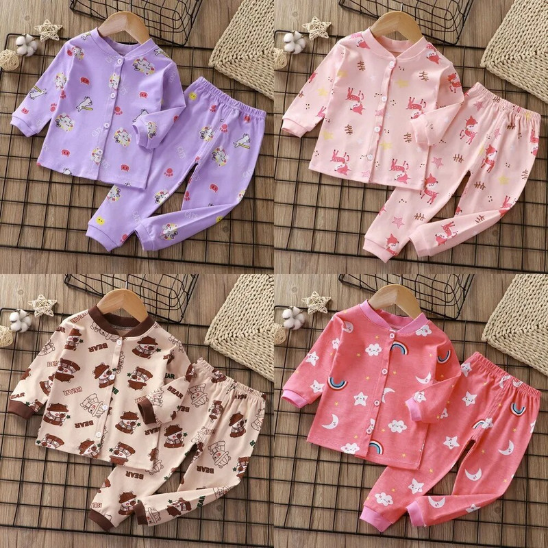 2023 m. Naujas vaikiškas megztinis pižama, versija berniukams grynos medvilnės ilgomis rankovėmis mergaičių kūdikių viršutiniai drabužiai, vieneiliai namų drabužių rinkinys