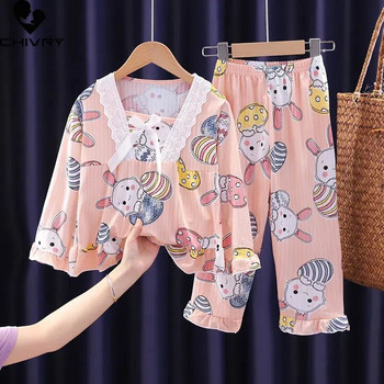 Νέα σετ πιτζάμες για κορίτσια 2023 Χαριτωμένα καρτούν αρκουδάκι φράουλα μακρυμάνικο πουκάμισο με παντελόνι Βρεφικά ρούχα για ύπνο
