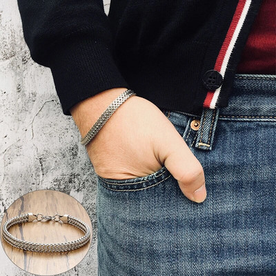 Vnox retro muška narukvica Cool metalni lisičji rep Franco lanac narukvica isprepletena karika od nehrđajućeg čelika punk vintage nakit