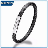 MKENDN FASHION Brățară bărbați împletitură din piele naturală Brățări cu lanț închizătoare magnetice Brățară Cadouri de prietenie Bijuterii vintage