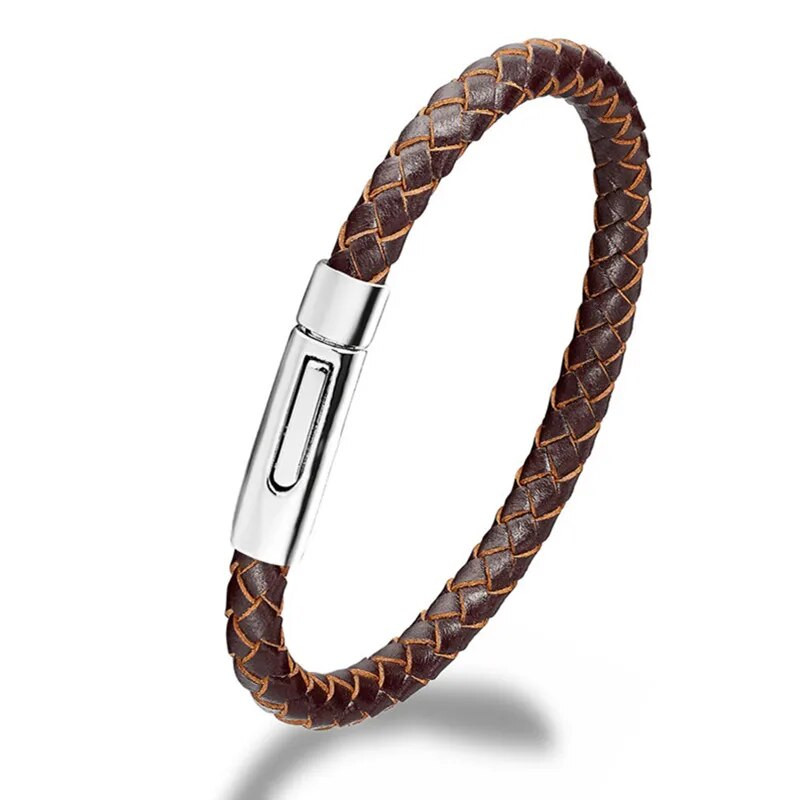 MKENDN FASHION Brățară bărbați împletitură din piele naturală Brățări cu lanț închizătoare magnetice Brățară Cadouri de prietenie Bijuterii vintage