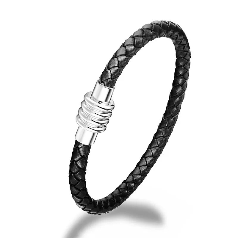 MKENDN FASHION Brățară bărbați împletitură din piele naturală Brățări cu lanț închizătoare magnetice Brățară Cadouri de prietenie Bijuterii vintage