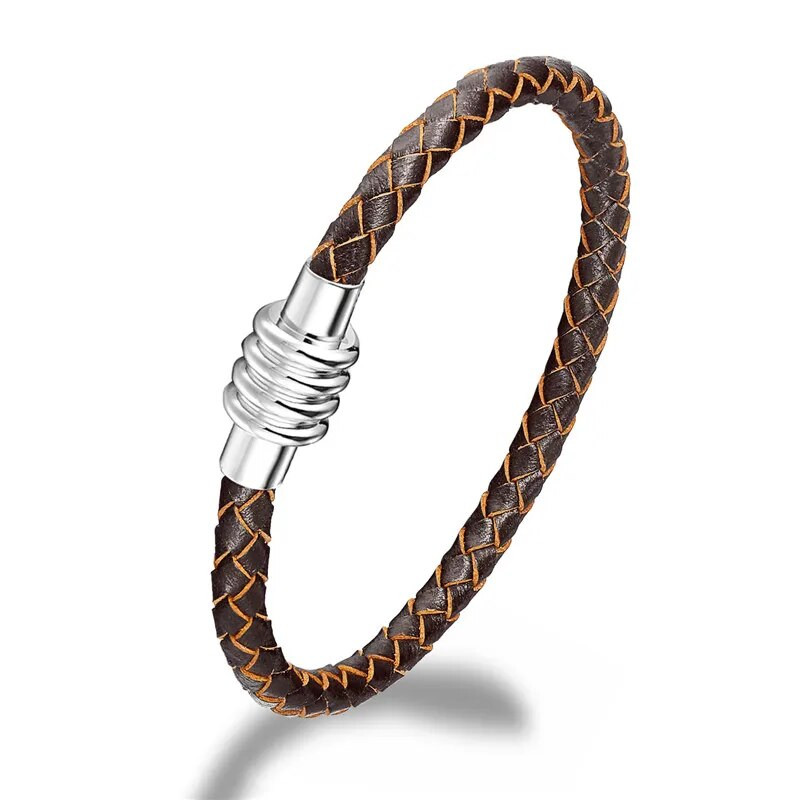 MKENDN FASHION Brățară bărbați împletitură din piele naturală Brățări cu lanț închizătoare magnetice Brățară Cadouri de prietenie Bijuterii vintage