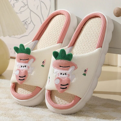 Papuci amuzanți de vaca Kawaii Patru anotimpuri, universali, pentru interior, acasă, dormitor, cuplu, papuci de in, pantofi de in din bumbac de vaca cu lapte de desene animate