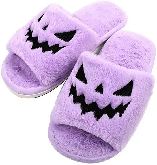 2023. Noć vještica Pumpkin Lantern Papuče Jesen Meke Krznene Udobne Zatvorene Prste Ženske Vel. 43 Vanjske Papuče Zapatos Mujer