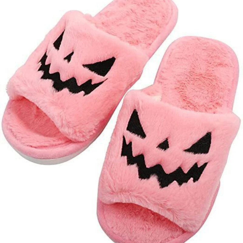 2023. Noć vještica Pumpkin Lantern Papuče Jesen Meke Krznene Udobne Zatvorene Prste Ženske Vel. 43 Vanjske Papuče Zapatos Mujer