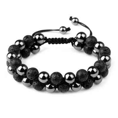 Brățară cu mărgele din piatră naturală vindecătoare cu ochi de tigru, frânghie împletită reglabilă, cu două rânduri, yoga, la modă nouă, brățară din piatră pentru bărbați