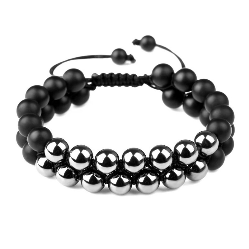 Brățară cu mărgele din piatră naturală vindecătoare cu ochi de tigru, frânghie împletită reglabilă, cu două rânduri, yoga, la modă nouă, brățară din piatră pentru bărbați