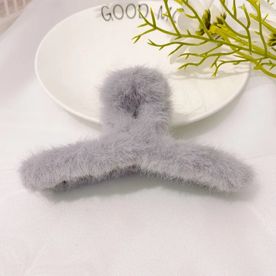 Gheare de păr din acril elegant Crab Femei Fete Moda iarnă Agrafe de păr de pluș Agrafă de păr din blană artificială Barrette Accesorii pentru păr