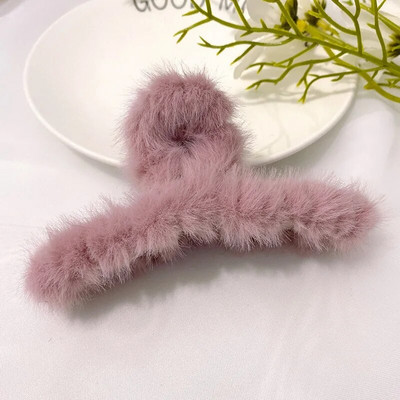 Gheare de păr din acril elegant Crab Femei Fete Moda iarnă Agrafe de păr de pluș Agrafă de păr din blană artificială Barrette Accesorii pentru păr