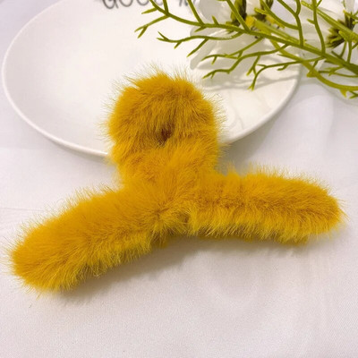 Gheare de păr din acril elegant Crab Femei Fete Moda iarnă Agrafe de păr de pluș Agrafă de păr din blană artificială Barrette Accesorii pentru păr