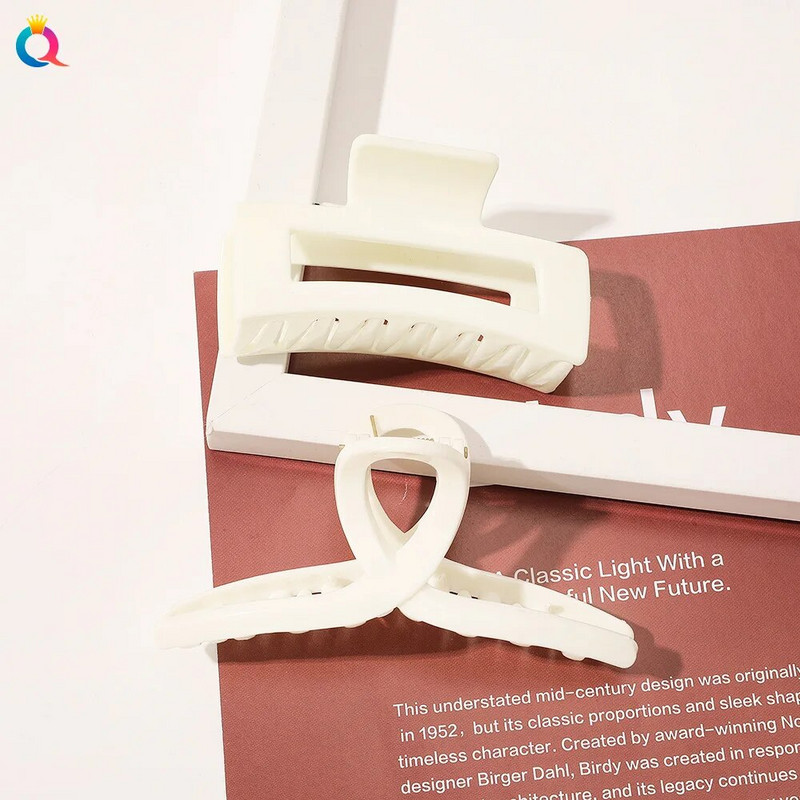 Agrafă de păr în stil cremă, alb, bej, gheare de par de crab Agrafe de baie pentru femei, fete, coadă de cal, instrument de styling, accesorii pentru păr