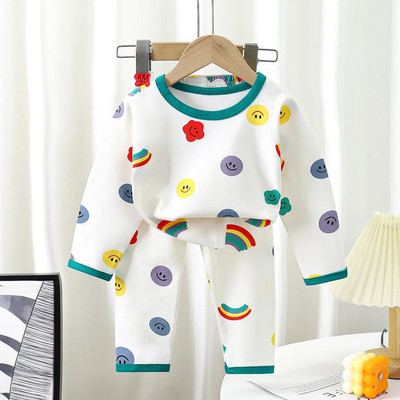 Noi copii, băieți, fete, pijamale din bumbac, drăguț, desene animate, tricou cu mânecă lungă, cu gâtul O, Topuri cu pantaloni, seturi de îmbrăcăminte pentru dormit de toamnă pentru bebeluși