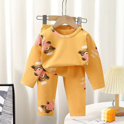 Noi copii, băieți, fete, pijamale din bumbac, drăguț, desene animate, tricou cu mânecă lungă, cu gâtul O, Topuri cu pantaloni, seturi de îmbrăcăminte pentru dormit de toamnă pentru bebeluși