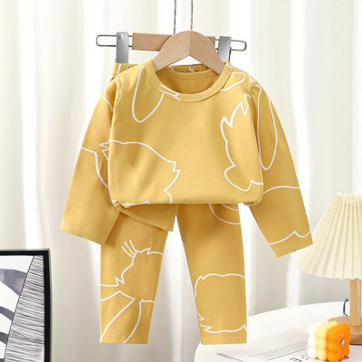 Noi copii, băieți, fete, pijamale din bumbac, drăguț, desene animate, tricou cu mânecă lungă, cu gâtul O, Topuri cu pantaloni, seturi de îmbrăcăminte pentru dormit de toamnă pentru bebeluși