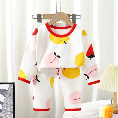 Noi copii, băieți, fete, pijamale din bumbac, drăguț, desene animate, tricou cu mânecă lungă, cu gâtul O, Topuri cu pantaloni, seturi de îmbrăcăminte pentru dormit de toamnă pentru bebeluși