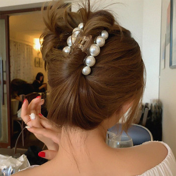 Мода 2022 Нови Хипербола Големи перли Акрилни Щипки за коса Големи размери Грим Оформяне на коса Шноли за жени Аксесоари за коса