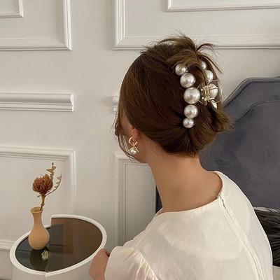 Мода 2022 Нови Хипербола Големи перли Акрилни Щипки за коса Големи размери Грим Оформяне на коса Шноли за жени Аксесоари за коса