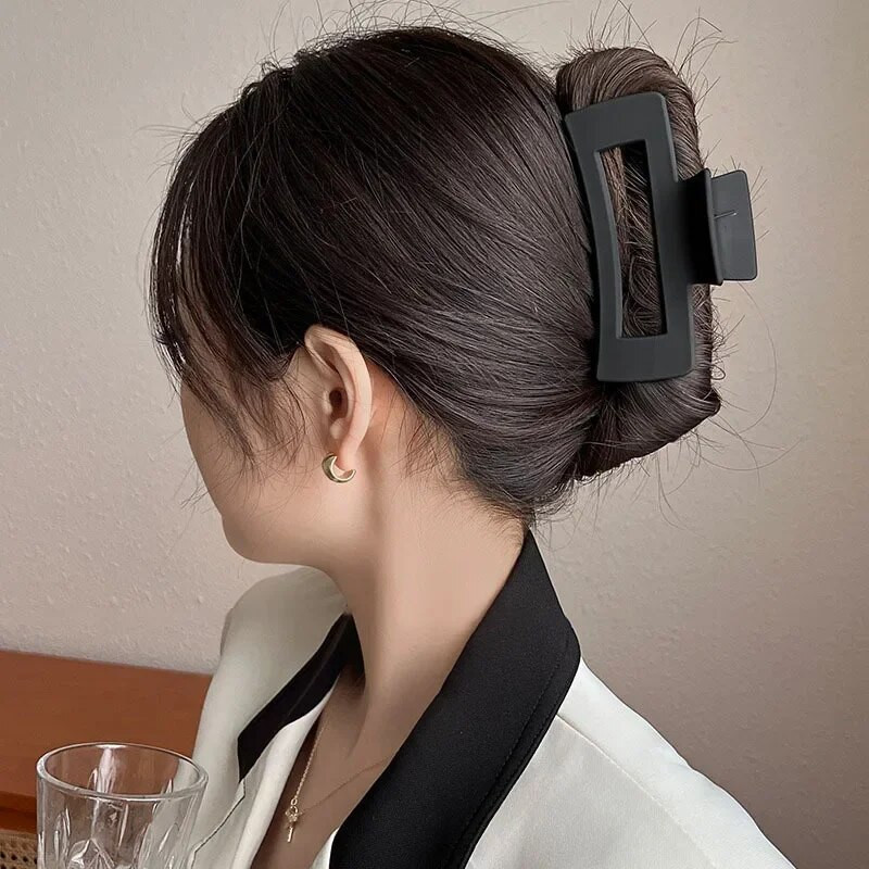 Μεγάλο μαύρο κλιπ μαλλιών για γυναίκες Μόδα γαλλικά κομψά χτενίσματα Κορεατικά γράμματα Κλιπ μαλλιά με νύχια για κορίτσια φουρκέτες Αξεσουάρ μαλλιών