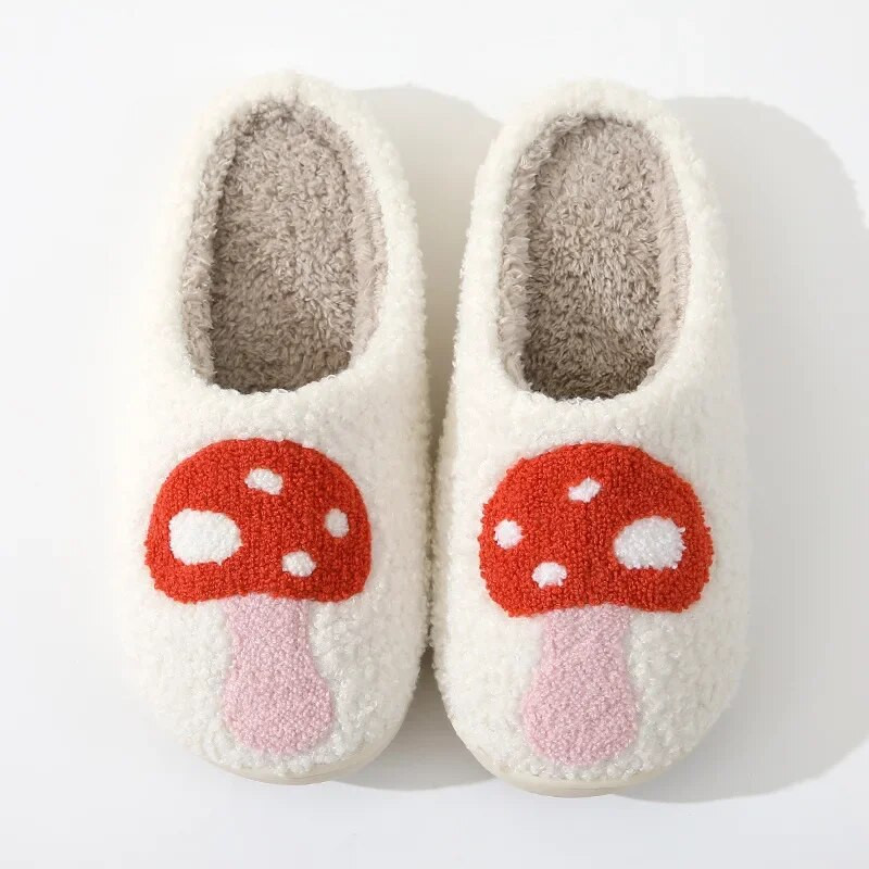 Χειμωνιάτικες ζεστές αφράτες παντόφλες με μανιτάρια χαριτωμένα βαμβακερά παπούτσια για το σπίτι Αστεία παχύρρευστη αντιολισθητική πλατφόρμα Άνετα για το σπίτι άνετα παπούτσια για ζευγάρι