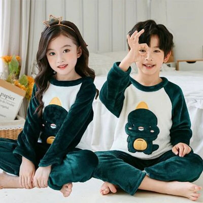 New Children Fleece Pajamas Warm Flannel Sleepwear Girls Boy Nightwear Coral Fleece Kids pijamas Homewear Winter Pyjama