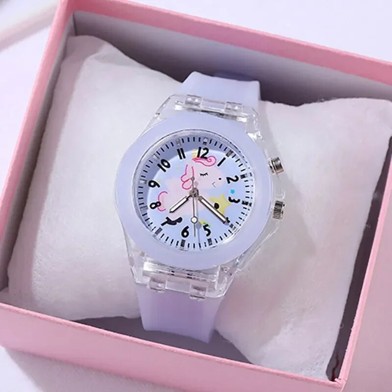 Multifilm Ükssarvik Lastele Kellad Tüdrukutele Silikoonrihm Helendav Välklamp Laste Kell Kell Kvarts Käekellad Reloj Infantil