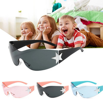 Детски модни слънчеви очила Момичета Момчета Детски модни Y2k слънчеви очила без рамки Пънк очила от една част Сенници Oculos De Sol