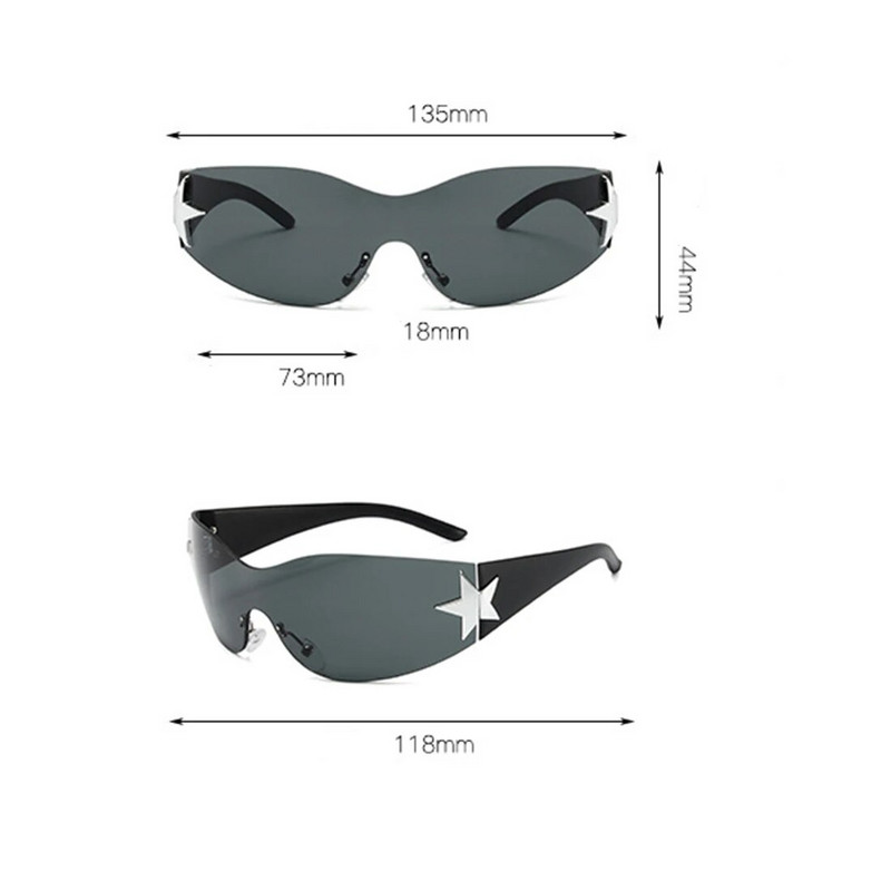 Lapsed Trendikad päikeseprillid Tüdrukud Poisid Laste Mood ääristeta Y2k Päikeseprillid Punk Üheosalised Prillid Varjud Oculos De Sol