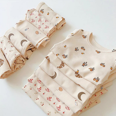 Fall Sleepwear Pajamas Set for Children Baby Boy Girls Cotton Long Tops and Bottom Clothing Korean Kids Homewear Pijama Infantil