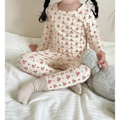 Set de pijamale de toamnă pentru copii, băieți, fetițe, din bumbac, îmbrăcăminte lungă de sus și de jos, îmbrăcăminte coreeană pentru copii, pijama infantilă