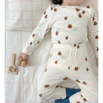 Set de pijamale de toamnă pentru copii, băieți, fetițe, din bumbac, îmbrăcăminte lungă de sus și de jos, îmbrăcăminte coreeană pentru copii, pijama infantilă