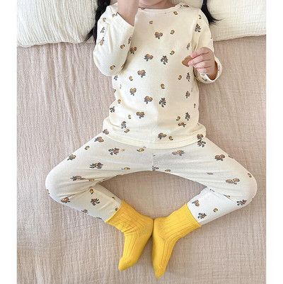 Set de pijamale de toamnă pentru copii, băieți, fetițe, din bumbac, îmbrăcăminte lungă de sus și de jos, îmbrăcăminte coreeană pentru copii, pijama infantilă