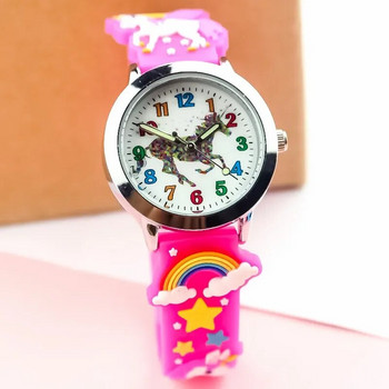 Деца Деца Момичета Момчета Студенти Rainbow Unicorn Dinosaur Цветни силиконови часовници Прекрасни звезди Парти подарък Кварцов ръчен часовник