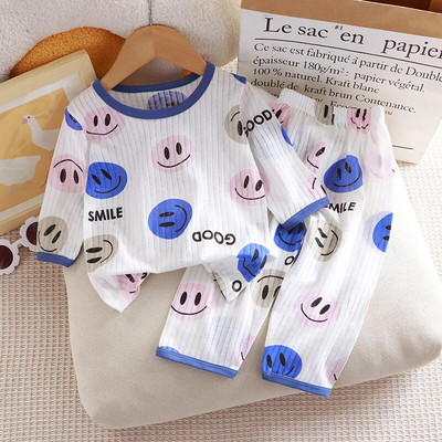 2 buc. Seturi de ținute pentru bebeluși, băieți, fete, seturi de pijamale de vară, tricouri cu mânecă scurtă pentru copii + pantaloni scurți, cusături, costum de îmbrăcăminte