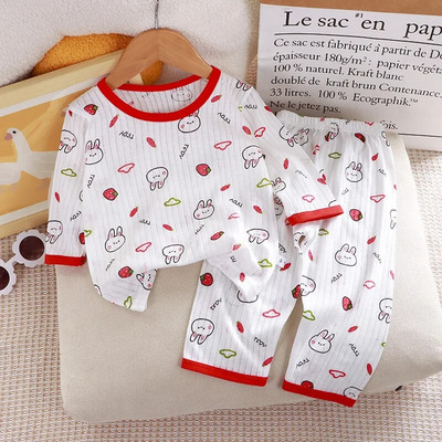 2 buc. Seturi de ținute pentru bebeluși, băieți, fete, seturi de pijamale de vară, tricouri cu mânecă scurtă pentru copii + pantaloni scurți, cusături, costum de îmbrăcăminte