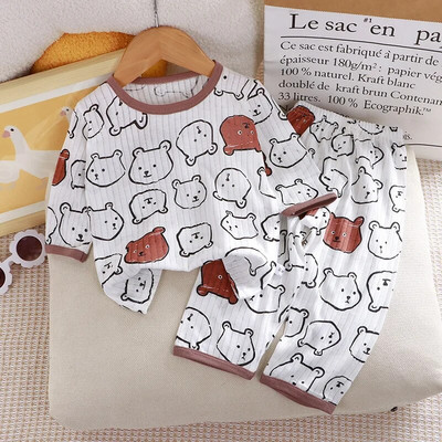 2 buc. Seturi de ținute pentru bebeluși, băieți, fete, seturi de pijamale de vară, tricouri cu mânecă scurtă pentru copii + pantaloni scurți, cusături, costum de îmbrăcăminte