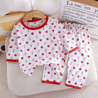 2 buc. Seturi de ținute pentru bebeluși, băieți, fete, seturi de pijamale de vară, tricouri cu mânecă scurtă pentru copii + pantaloni scurți, cusături, costum de îmbrăcăminte