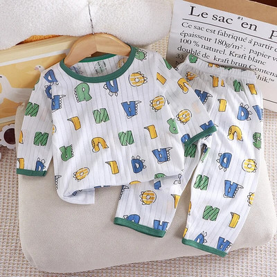 2 buc. Seturi de ținute pentru bebeluși, băieți, fete, seturi de pijamale de vară, tricouri cu mânecă scurtă pentru copii + pantaloni scurți, cusături, costum de îmbrăcăminte