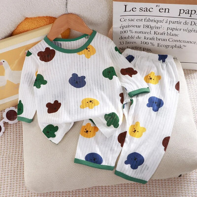 2 buc. Seturi de ținute pentru bebeluși, băieți, fete, seturi de pijamale de vară, tricouri cu mânecă scurtă pentru copii + pantaloni scurți, cusături, costum de îmbrăcăminte