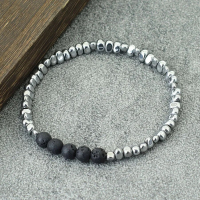 2024 Brățară nouă cu margele pentru bărbați piatră de hematită neregulată Chakra Braslet Homme Hand Leisure Pulseira Gemstone Stretch Braclet