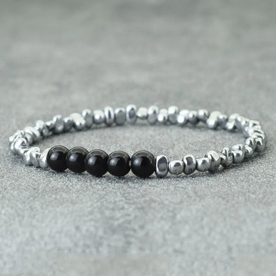 2024 Brățară nouă cu margele pentru bărbați piatră de hematită neregulată Chakra Braslet Homme Hand Leisure Pulseira Gemstone Stretch Braclet