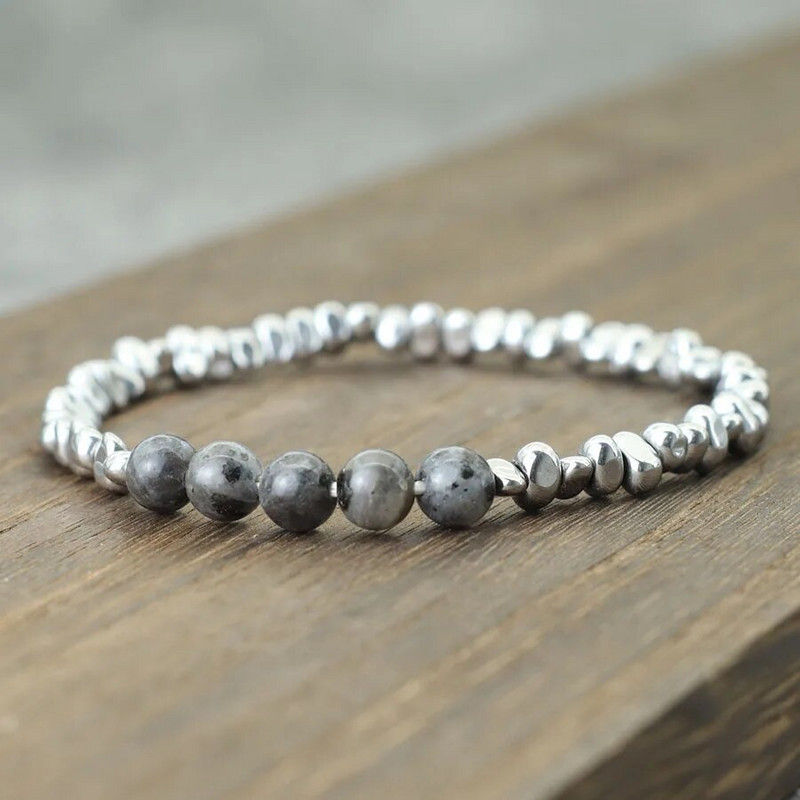 2024 Brățară nouă cu margele pentru bărbați piatră de hematită neregulată Chakra Braslet Homme Hand Leisure Pulseira Gemstone Stretch Braclet