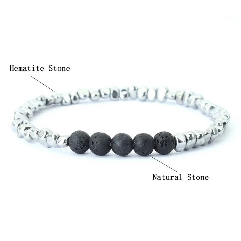 2024 Brățară nouă cu margele pentru bărbați piatră de hematită neregulată Chakra Braslet Homme Hand Leisure Pulseira Gemstone Stretch Braclet