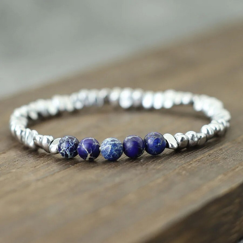 2024 Brățară nouă cu margele pentru bărbați piatră de hematită neregulată Chakra Braslet Homme Hand Leisure Pulseira Gemstone Stretch Braclet