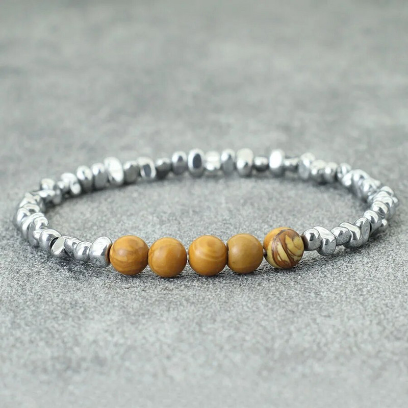 2024 Brățară nouă cu margele pentru bărbați piatră de hematită neregulată Chakra Braslet Homme Hand Leisure Pulseira Gemstone Stretch Braclet